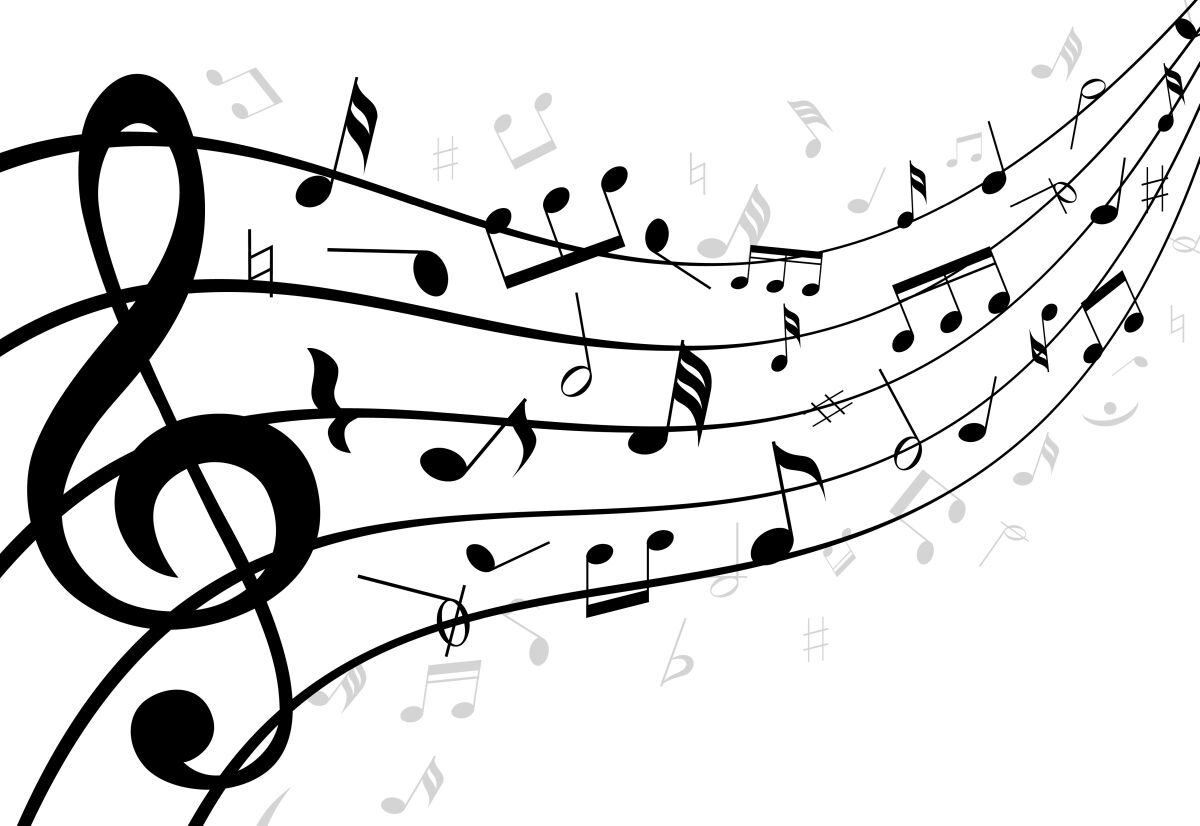 Music notes on a stave or staff