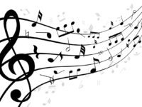 Music notes on a stave or staff